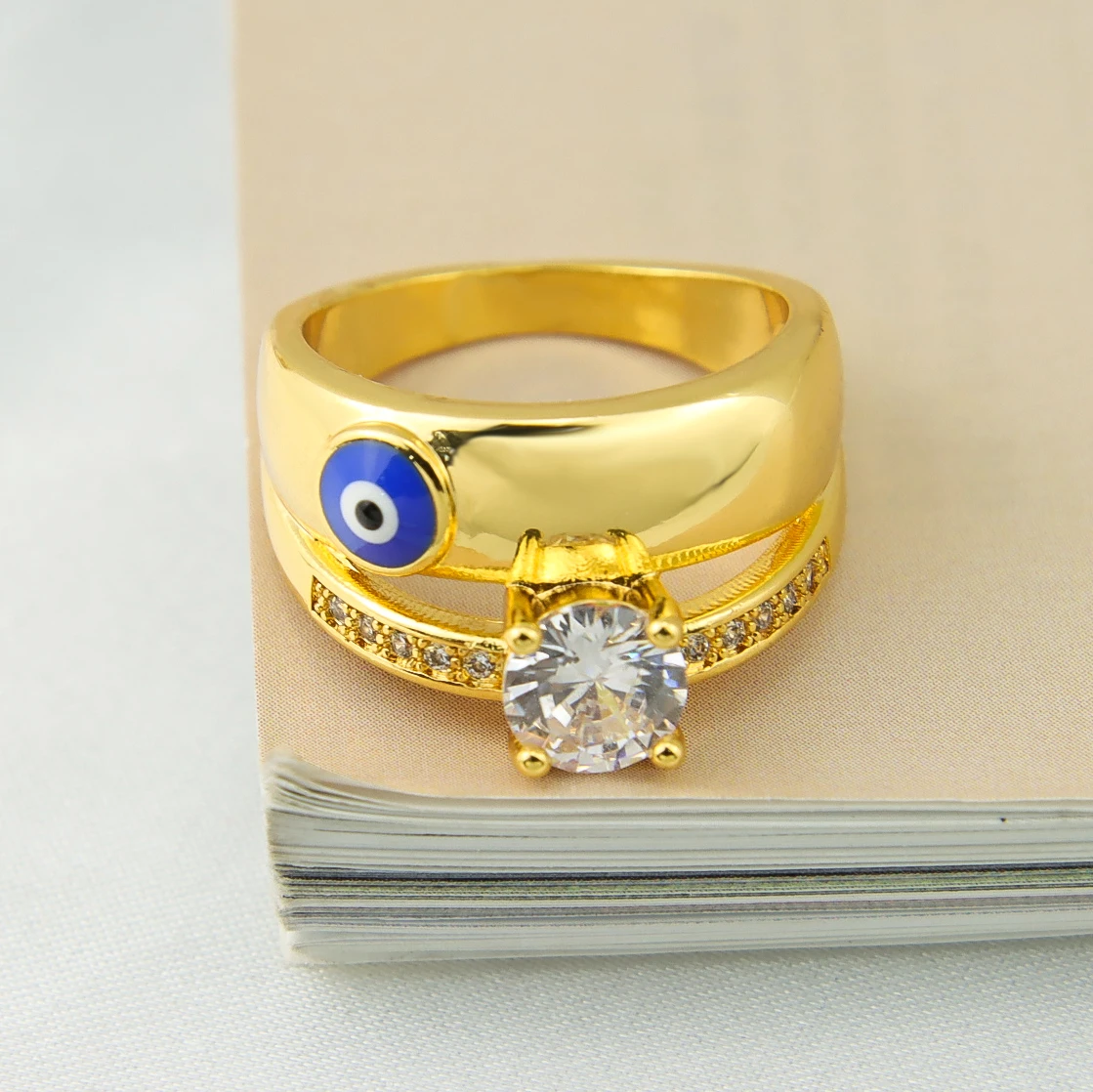 AYONG Dubai Big Zirkon Ring Türkisches Auge Naher Osten Äthiopische Afrika Hochzeit Ringe Vintage Gold Farbe Schmuck – Detail 9