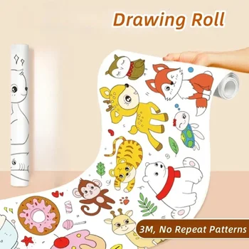 Rotolo di carta da colorare per disegno Tela per animali Rotolo di carta da colorare fai-da-te Riempimento di colori Carta per pittura tagliata su carta per graffiti