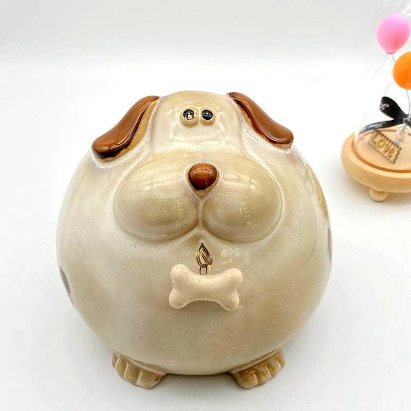 Porcelain Terrier Dog Money Box Decorative Ceramics Butter Ball Figurine Piggy Bank Home Doggy Ornament Gift Craft Accessories 6