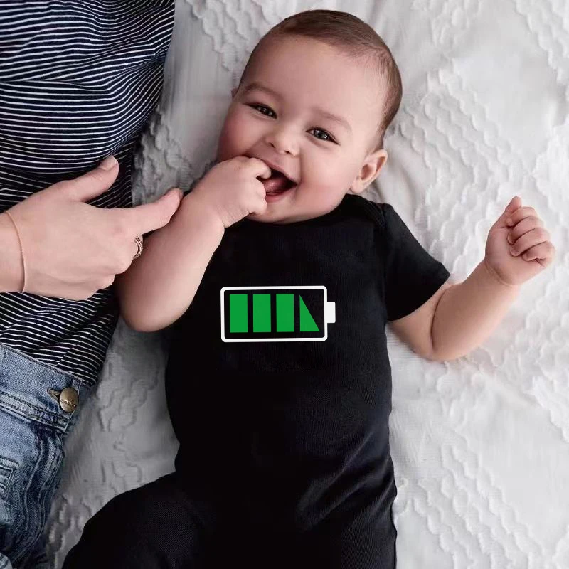 Funny Battery Print Family T Shirt Daddy Son Family Matching T-shirts Parent-child Family Clothes Kids Casual Tops Tee 5