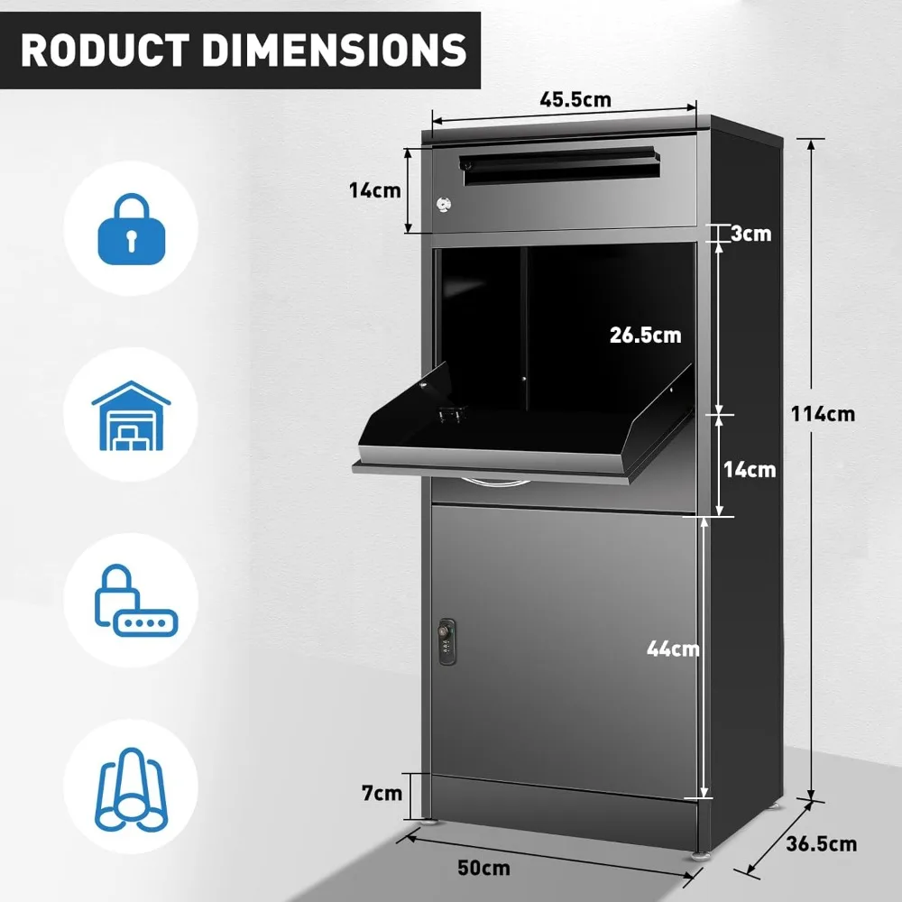 Package Delivery Boxes for Outside, Ultra Large Mailbox for Parcel, Automobile Steel Parcel Mailbox, Waterproof Anti-Thef 6
