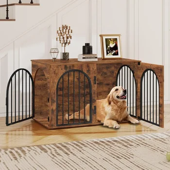 39.4'' Wooden Dog Crate Furniture TV Stand Indoor Dog Kennel for Small/Medium/Large Dogs End Side Table Dog Crates Anti-Chew 1