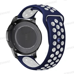 Silicone Smartwatch Band - 20mm/22mm Wide Bracelet Strap - 22mm watch band (Mid blue white)