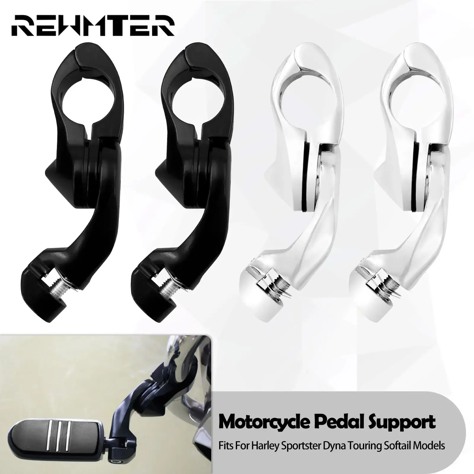 Motorcycle 32mm 1.25'' Highway Bar Footpegs Mount Clamp Angled Engine Guards For Harley Softail Dyna Touring Sportster XL 883 48