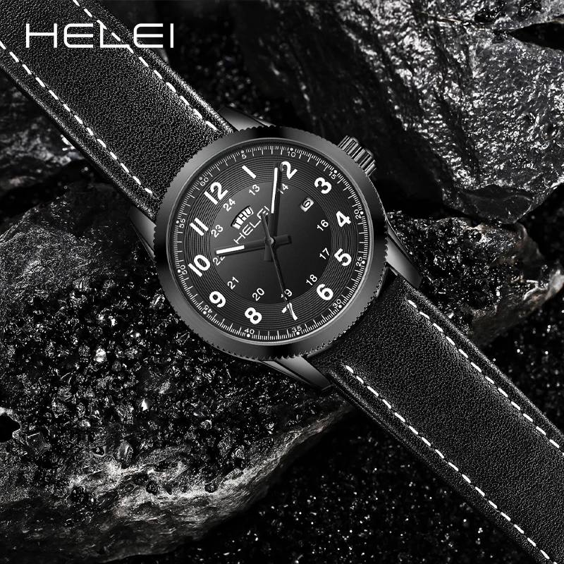 HELEI fashion digital dial men's quartz watch waterproof luminous wristwatch fashion quartz watch high quality men's watches