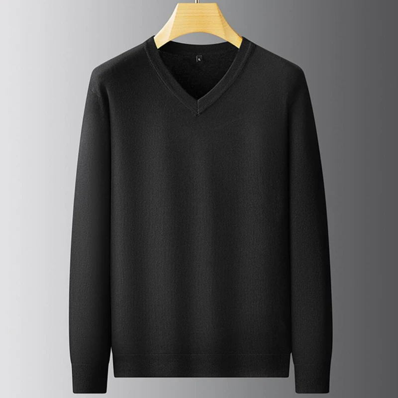8XL 7XL 6XL 2024 New Autumn Winter High End Business V-Neck Sweater Men Soft Warm Cashmere Pullover Casual Loose Mens Sweaters 5