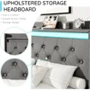 Bed Frame with Headboard, Platform Bed Frame with LED Lights&4 Storage Drawers, Button Tufted Fabric Upholstered Headboard 3