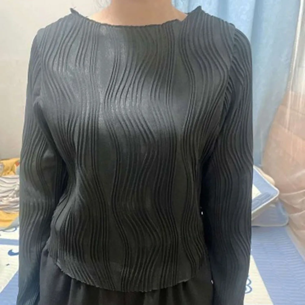 

Широко используемые топы, женские топы, базовая футболка, повседневный облегающий уличный укороченный топ с длинным рукавом, женский топ с рюшами для женщин