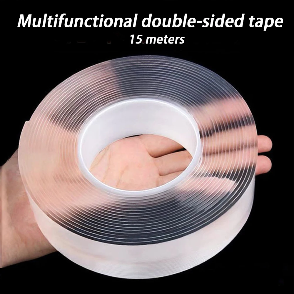 

Multifunctional Double Sided Adhesive Tape Waterproof Reusable Wall Stickers Transparent Strong Sticky Glue Car Bathroom Kitchen