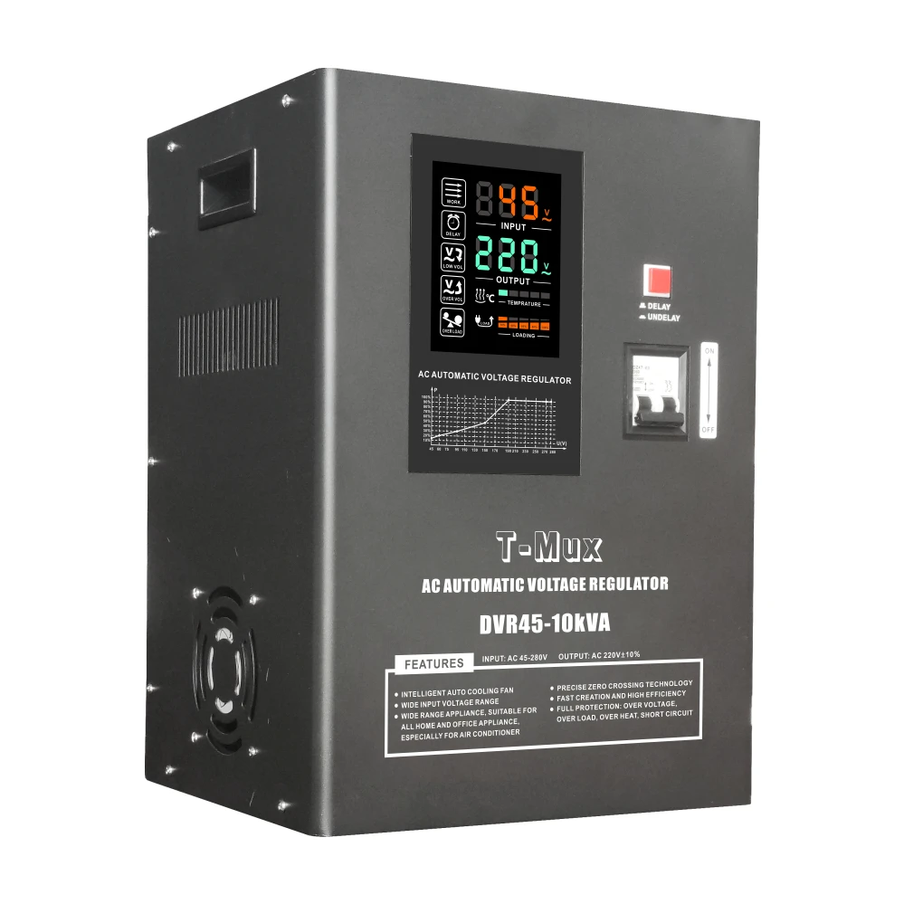 

T-Mux DVR45-10KVA Relay control 10KVA 10KW adjustable ac automatic voltage stabilizer regulator