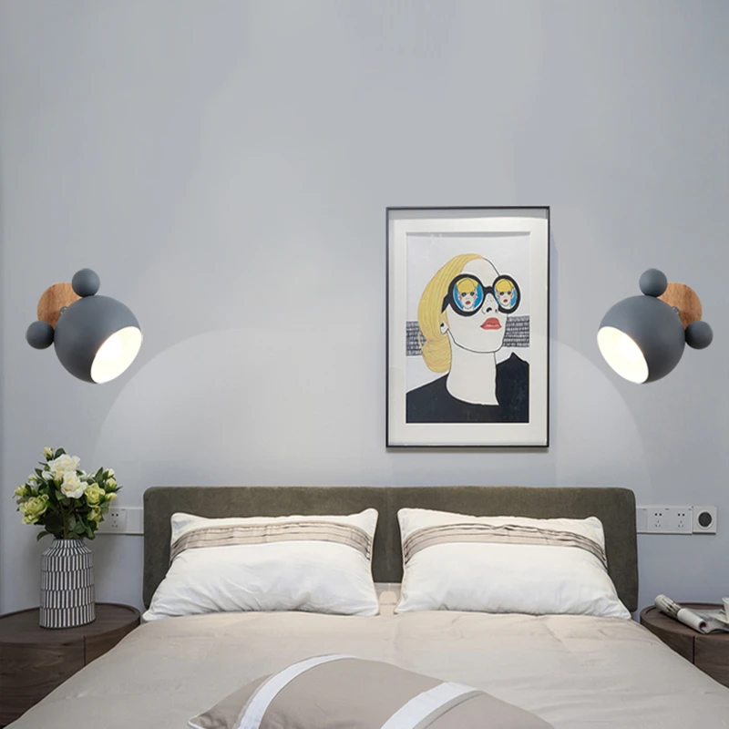 Led Light Led Wall Lamp Wall Light Modern Wall Lamp Colorful Iron Mickey Wall Lamps For Living Room Bedroom Baby Room Decor Nordic Home Bedside Light Fixtures
