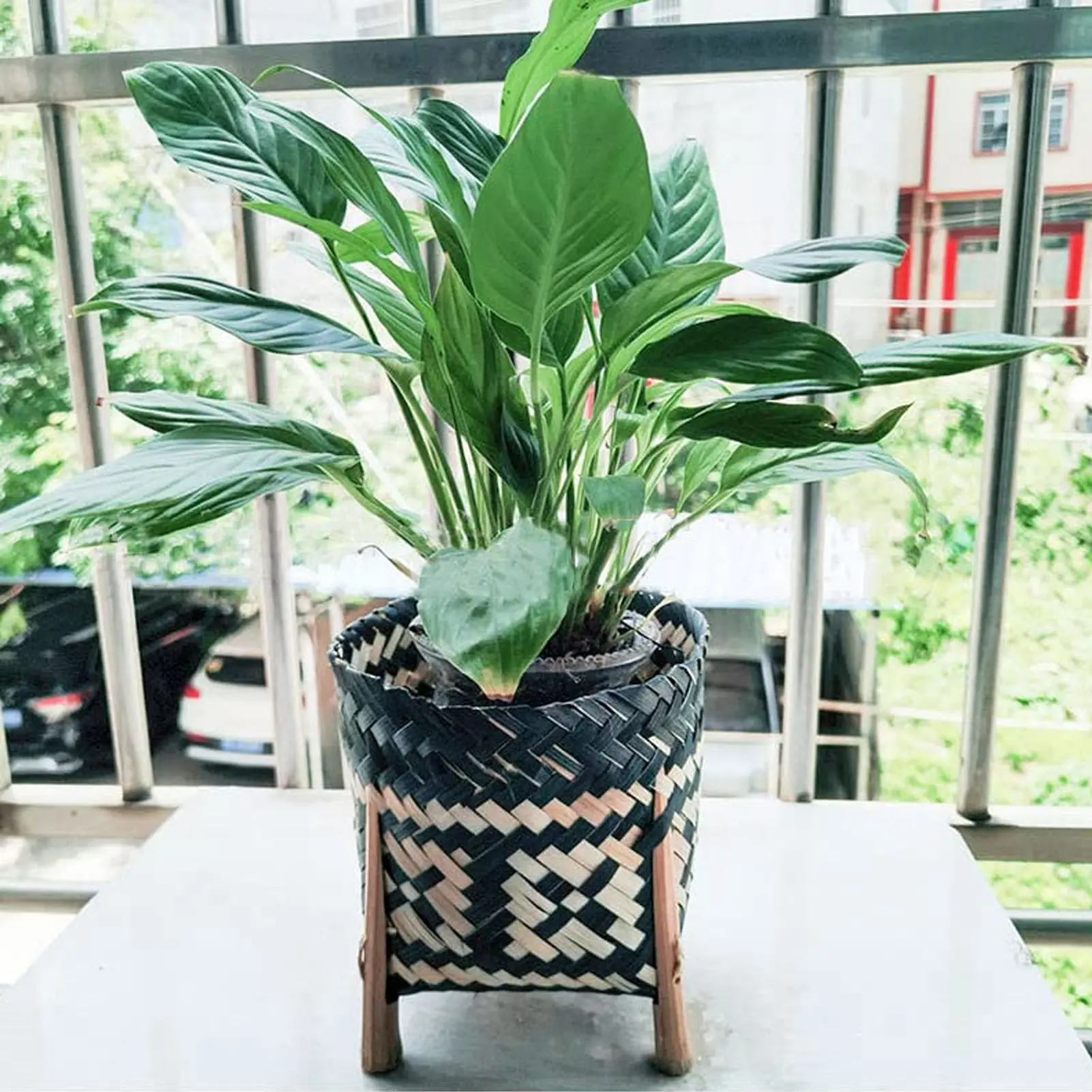 

Bamboo Plant Pot Basket Northern Europe Style Weaving Handwoven Plant Stand Indoor Outdoor Storage Organizer Plant Holder