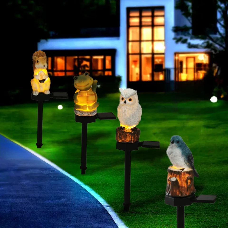 Ornamenti Da Giardino Statue Di Animali All'aperto, Impermeabile Resina Figurine Da Giardino Con Luci Solari, Giardino Animale Sculture Per Patio Prato Portico Decorazioni
