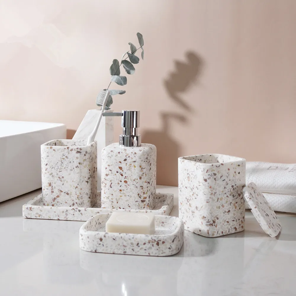 

Natural Stone Soap Dispenser Bathroom Accessories Supplies Gargle Cup Soap Dish Toothbrush Home Decor Wedding Supplies