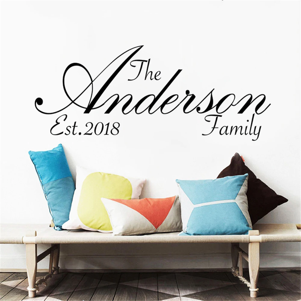 

Custom Last Name Wall Decals Removable Personalized Vinyl Stickers For Family Name Home Decor Housewarming Gift Murals HJ1464