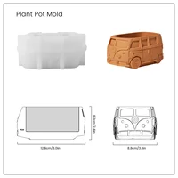 3D Kombi Camper Van Concrete Cement Flower Pot Silicone Mold Succulent Vase Mold Planter Mould DIY Crafts 2
