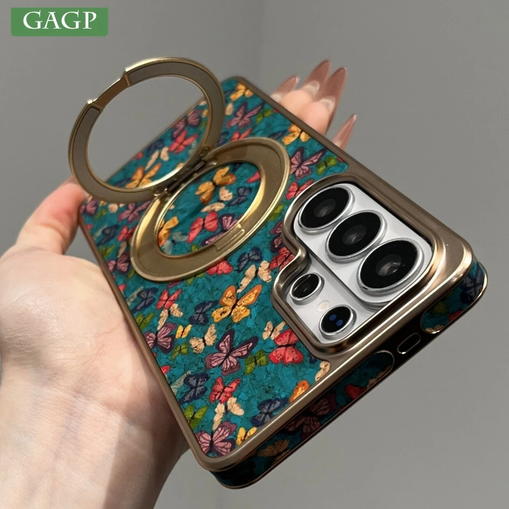 Ultra Plating 360° Rotation Alloy Bracket PU Leather Magnetic Case - Premium Hard Cover
