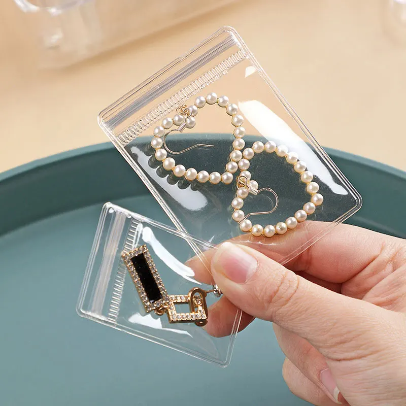 Transparent PVC Jewelry Pouches - Ziplock Travel & Display Bags (50-Pack)
