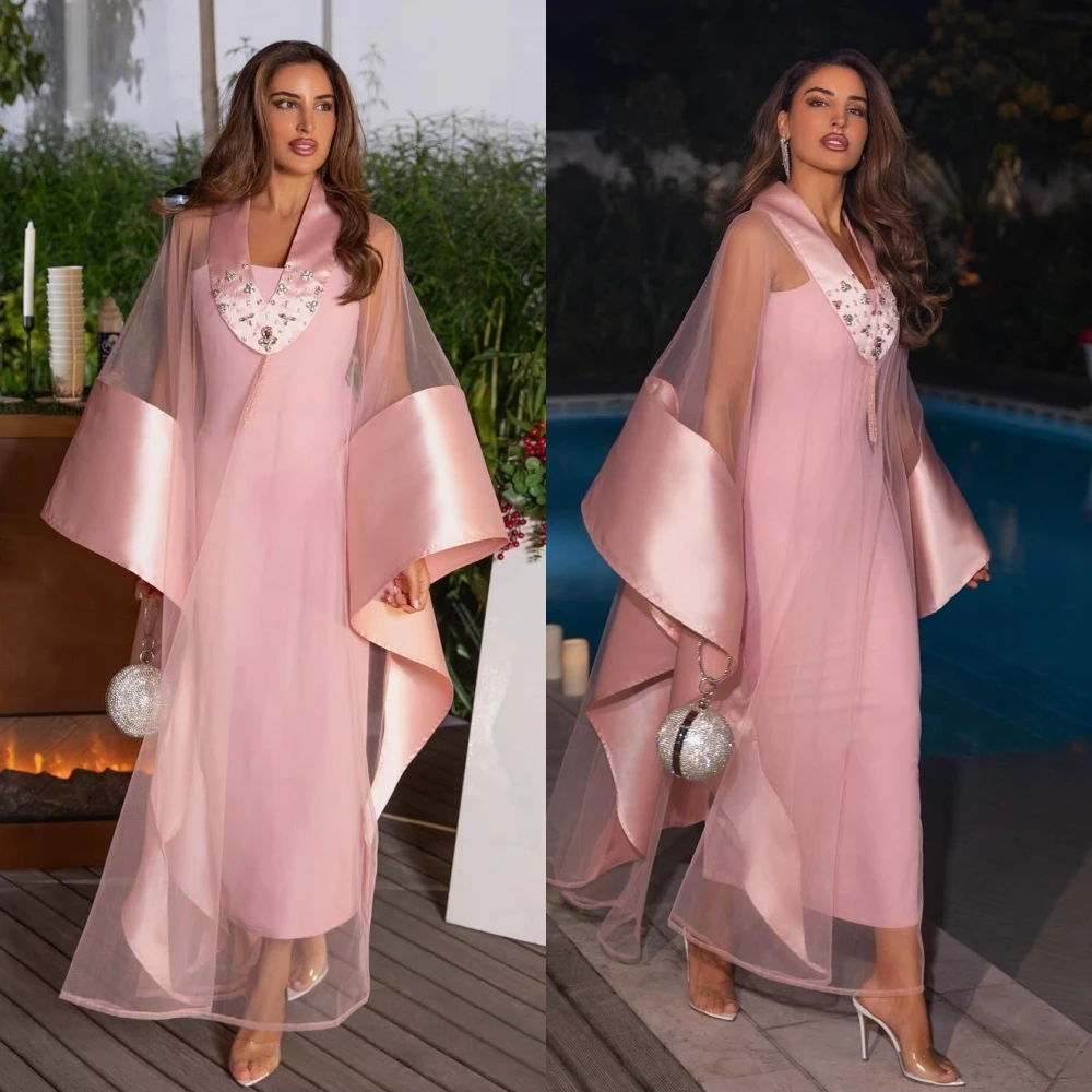 Prom Dress Satin Ruffles Beading Birthday A-line Strapless Bespoke Occasion Gown Midi Dresses Saudi Arabia