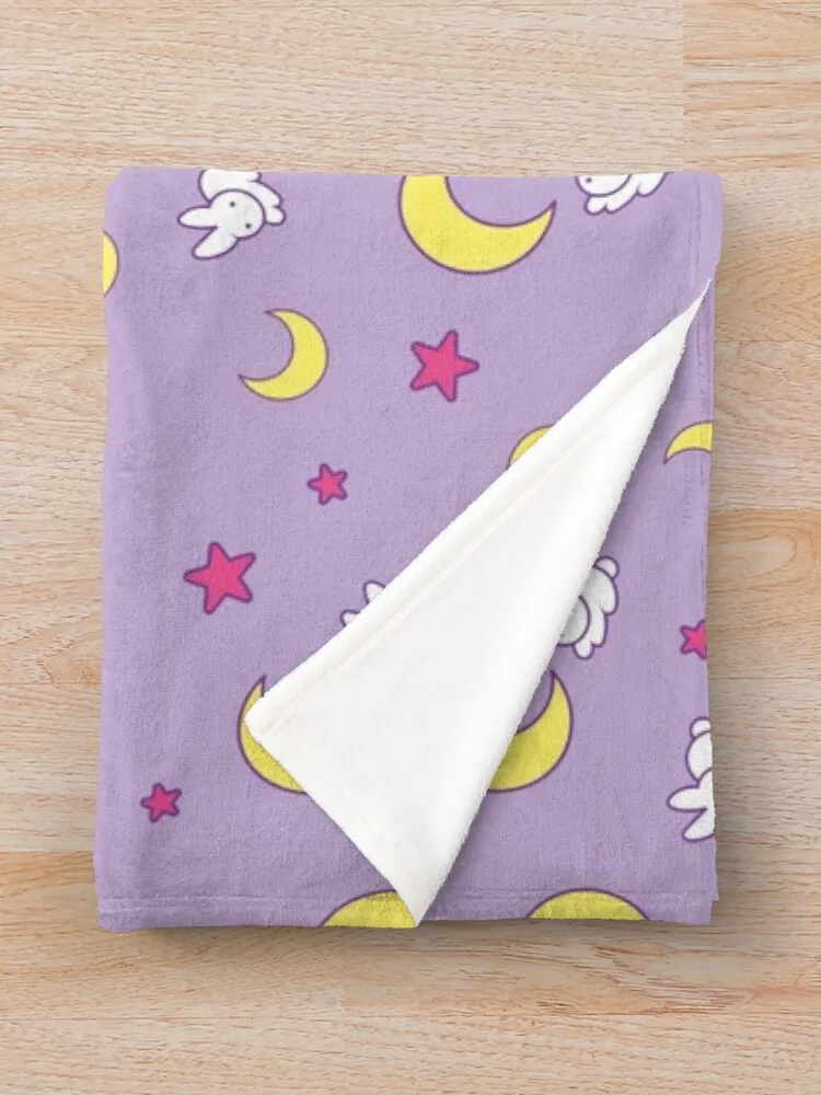 Usagi Blanket - Sailor Moon - Crescent Moon and Bunny Pattern Throw Blanket Summer Blanket Kawaii Blanket