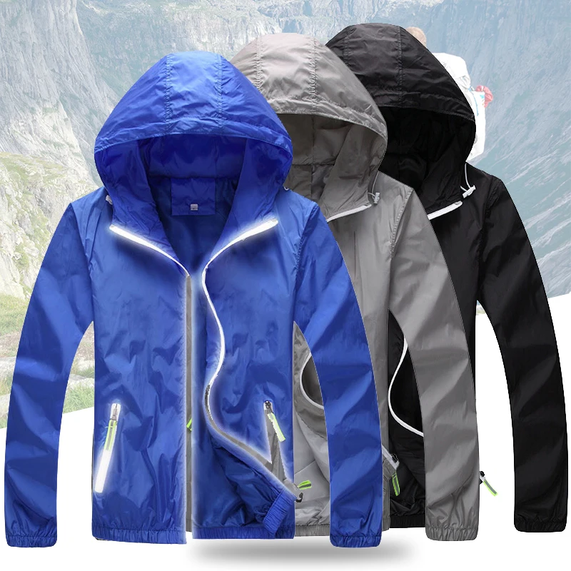Sun Protective Men Cycling Windbreaker Reflective Camping Hiking Fishing Jacket Lightweight Couples Running Sportswear S 7XL