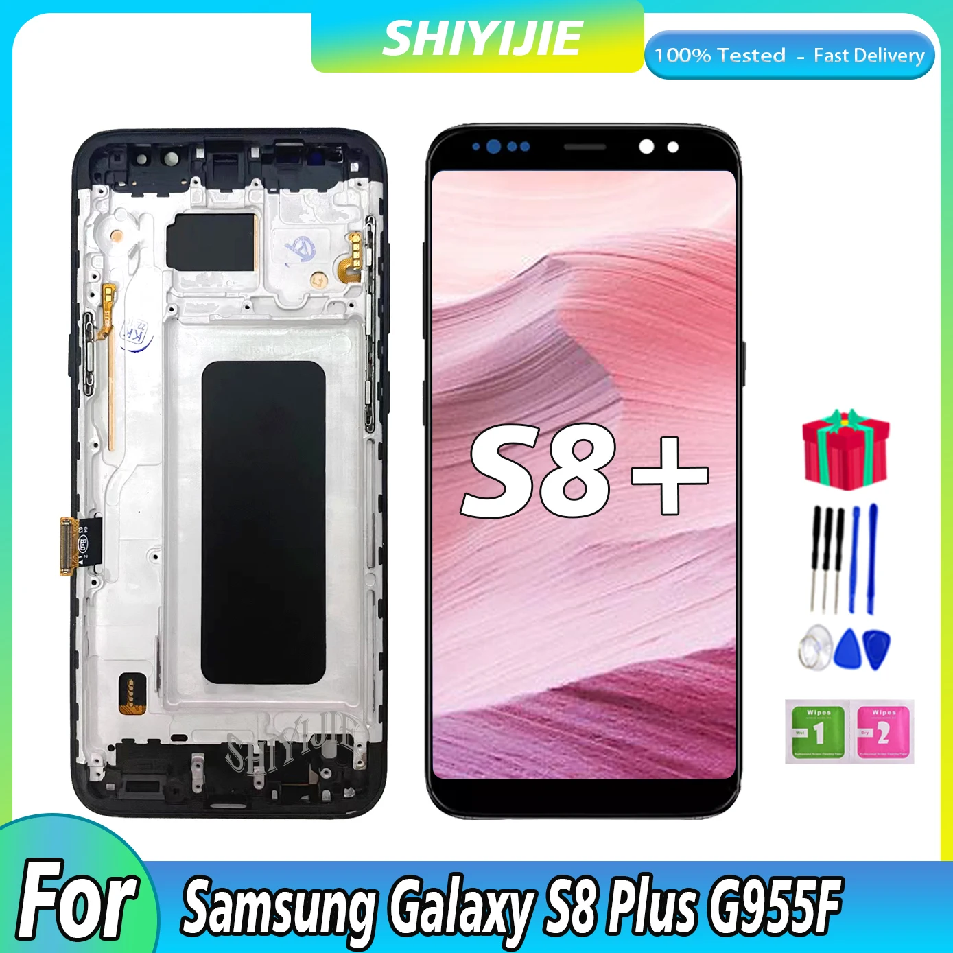 

AAA+ Quality TFT For SAMSUNG Galaxy S8 plus G955 G955F LCD Display Touch Screen Digitizer With Black Frame 100% Tested Assembly