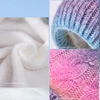 Winter Women Gradient Color Knitted Hat Scarf Set Thickened Fleece Lining Skullcap Outdoor Cycling Wind Protection Beanies Cap 5
