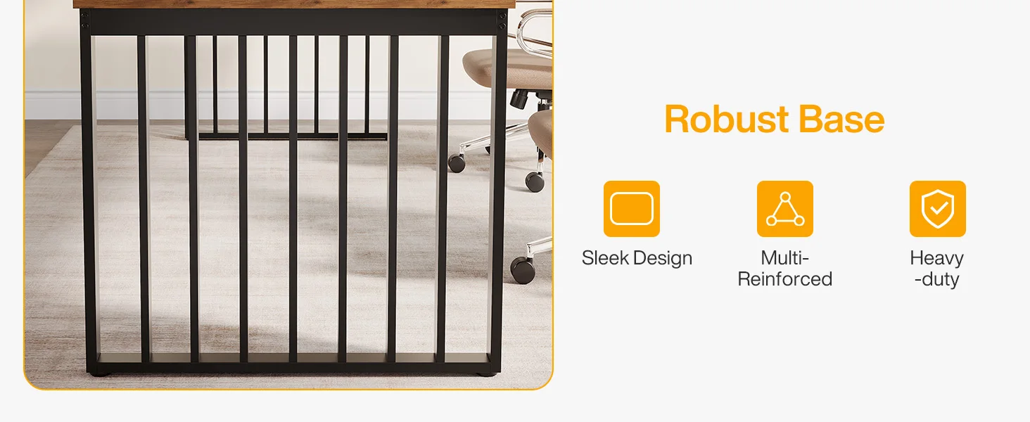 robust base, sleek design, multi-reinforced, heavy duty computer desk executive desk workstation 2