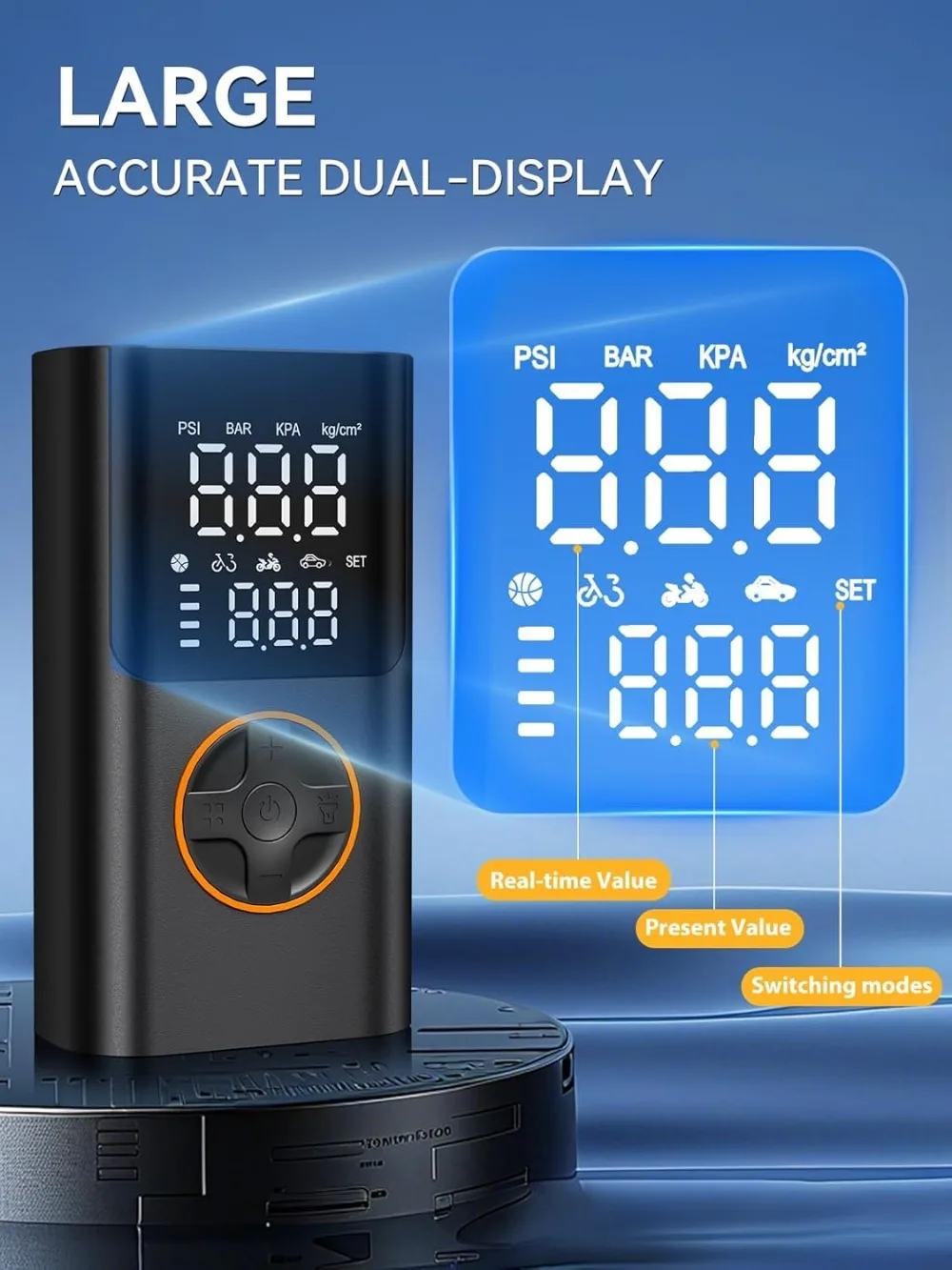 150 PSI Ÿ�̾� ���÷����� �޴�� ���� �̴� ������ Ÿ�̾� ����, �з� �������� LED ����Ʈ�� �ִ� ������ ���� ����