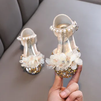 Fashionable Children's Shining Flowers Sweet Girl Princess Shoes