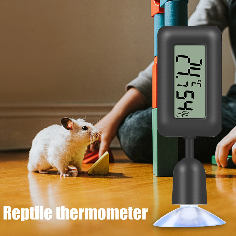 Animal Thermometer Reptile Thermometer Hygrometer Digital Temperature Humidity Meter with Suction Cup