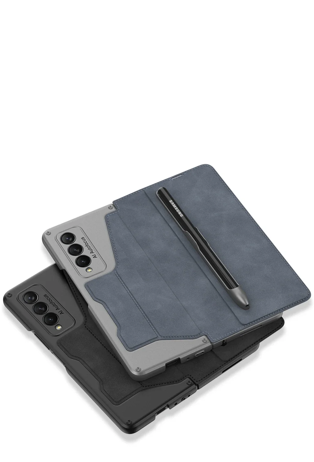 Original Case For Samsung Galaxy Z Fold 4 3 Frosted Leather Card Package Pen Hol