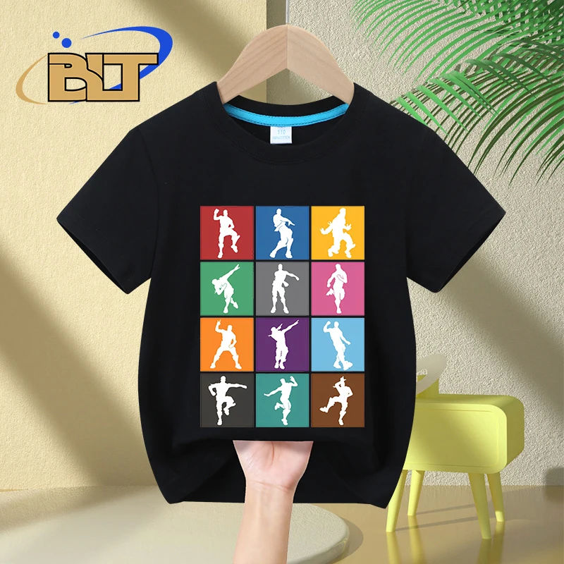 

Victory Dance Rainbow lattice printed Kids T-Shirts children's pure cotton short-sleeved casual tops boys and girls gifts