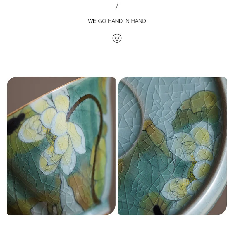 110ml Borneol Glaze Sancai Covered Bowl Hand-painted Lotus Art Ceramic Tea Tureen Tea Maker Gaiwan With Cover Kung Fu Set