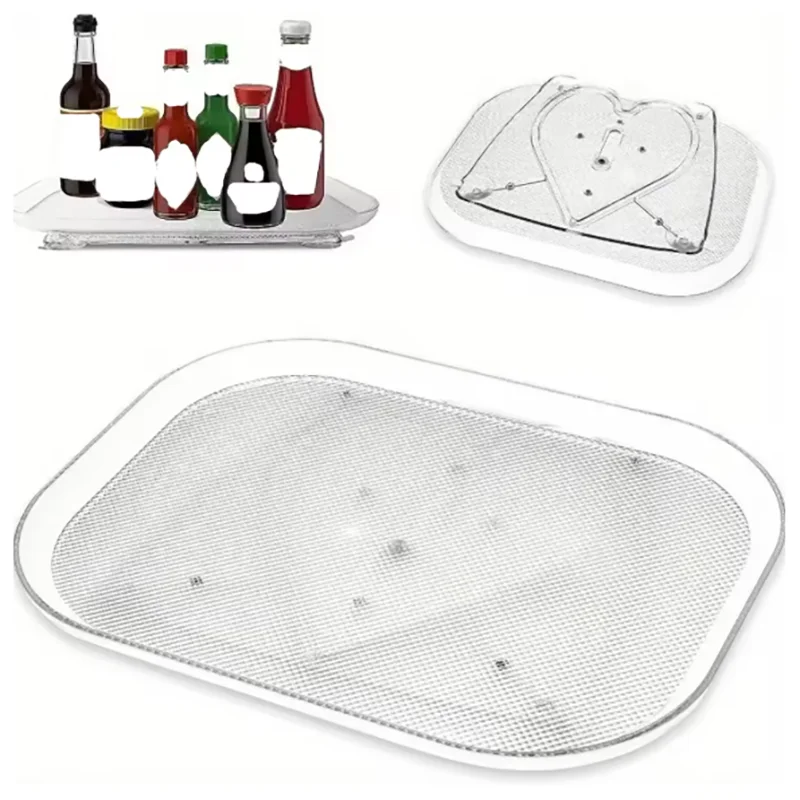 1 Piece Storage Tray, 360-Degree Refrigerator Storage Rotating Tray, Used for Kitchen Spice Jars and Sundry Storage Turntable