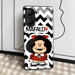Cartoon Mafalda Design Tempered Glass Phone Case for Xiaomi Redmi 15 5G (KHTY00284A)
