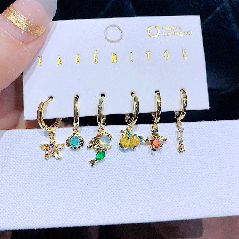 MIGGA Dangle Earrings Set Multicolor Cubic Zircon Fairy Tale Design Women Girls Party Gift Jewelry