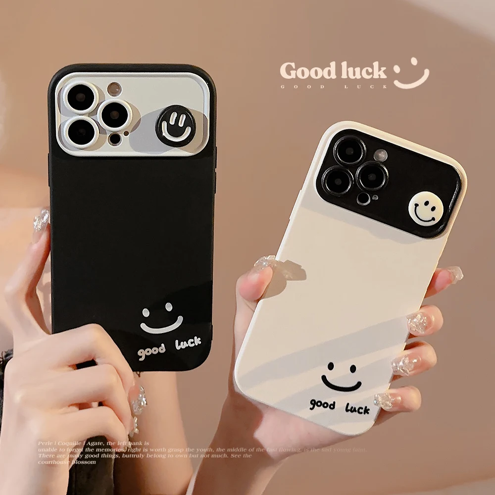 

For iPhone 14 Pro Cartoon Face Pattern Phone Case For iPhone 13 11 12 Pro Max XR XS 7 8 14 Plus SE 2020 2022 Large Window Covers