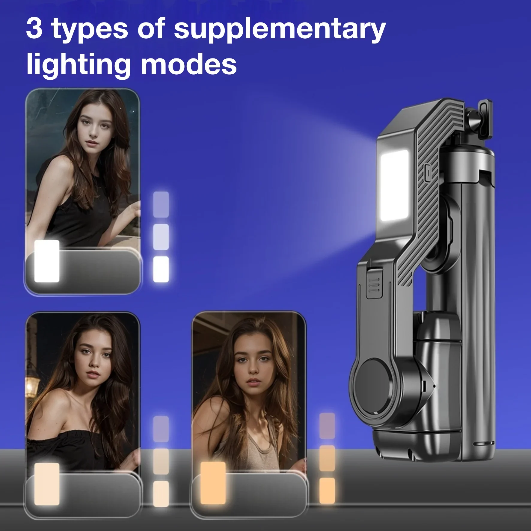 حامل هاتف Gimbal متعدد الوظائف، عصا سيلفي محمولة ب...