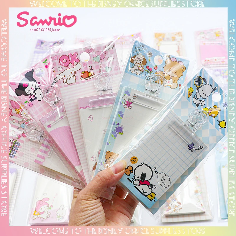 

16pcs Sanrio Cartoon My Melody Kuromi Cinnamoroll Pochacco Clip Notepad Mini Note Diary Student School Stationery Wholesale