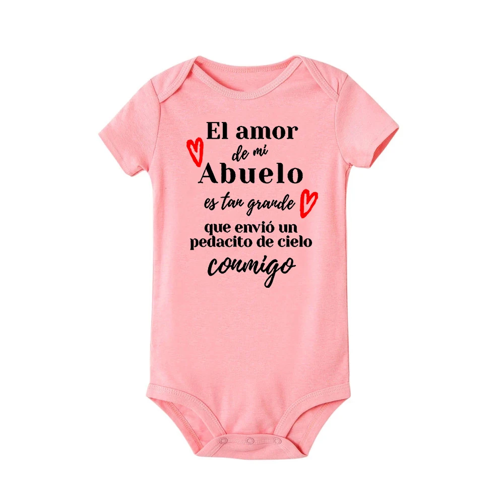 엘 Amor 드 미 Abuelo Es 탄 그란데 베이비 바디 수트 스페인어 인쇄 남여  옷  Rompers 여름 소년 소녀 Ropa 점프 슈트