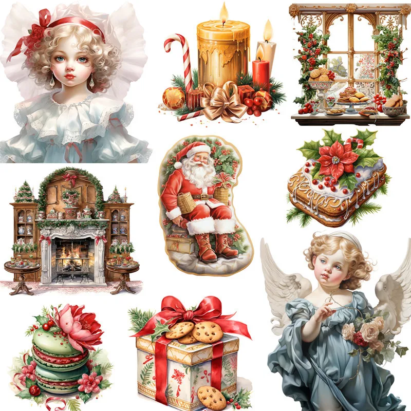 

Vintage Christmas Angel Stickers For Kids DIY Stationery Toys Decoration Santa Claus Scrapbooking Stickers Junk Journal Decals