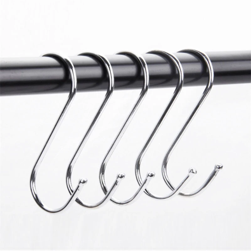 10pcs Stainless Steel S-Shape Hook Kitchen Bedroom Multi-function Railing S  Hanger Hook Clasp Holder Hooks Hanging Storage Tools
