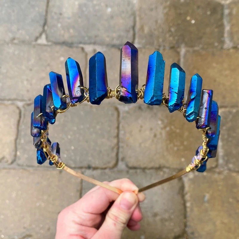 for Raw Crystal Natural for Rhinestone Stone Alloy Headband Moon Party Gift Witchcraft Accessories Hair Accessorie