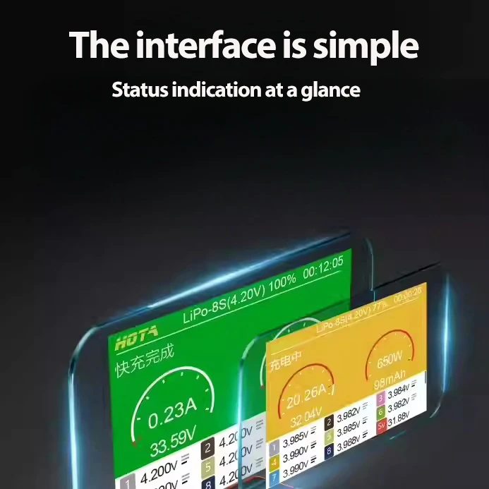 HOTA T8 Smart Balance Charger 1-8S Lithium Battery FPV Drone 22A Current 650W thumbnail 3