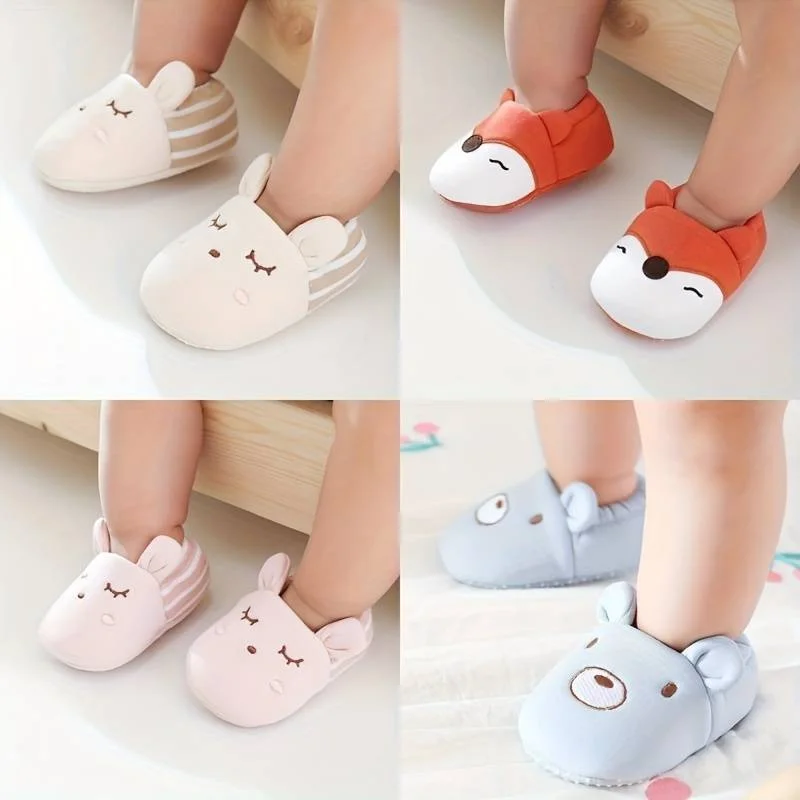 Cute baby Cotton Soft Cartoon Toddler Baby Boy Girl Knit Crib Shoes Cute Cartoon Anti-slip Prewalker Baby Slippers