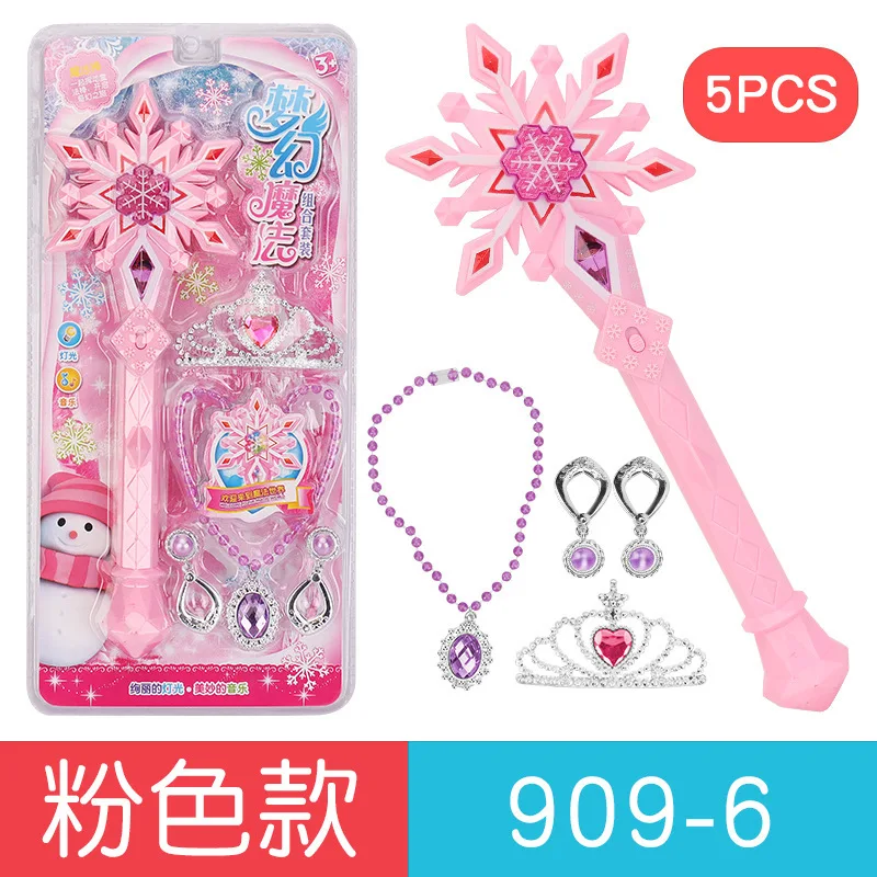 Disney girls frozen snowflake princess elsa Music Magic wand Ring crown box set Makeup Toys Birthday Christmas Gift 3
