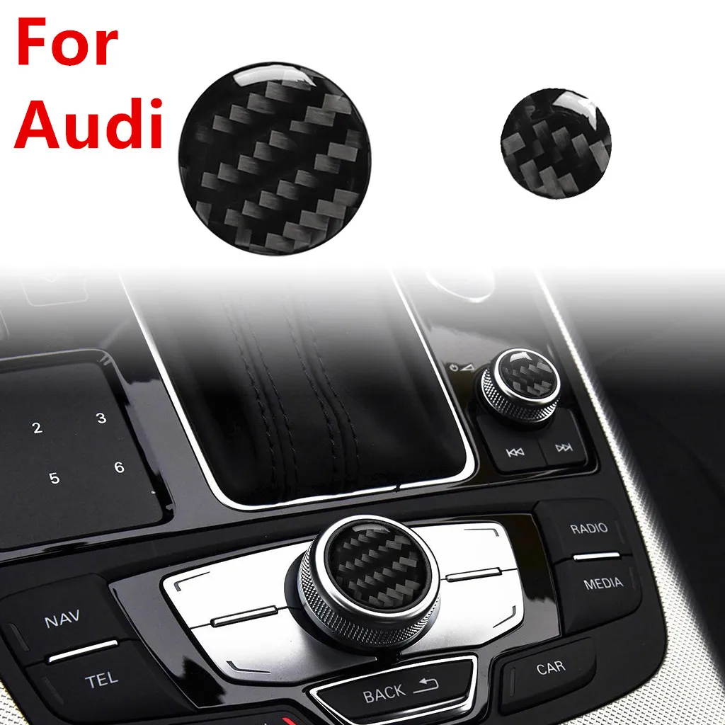 

For Audi 2012-2018 A6 S6 C7 A7 S7 Multimedia Knob Decorative Sticker Carbon Fiber Decorative Stickers Audi Interior Modification