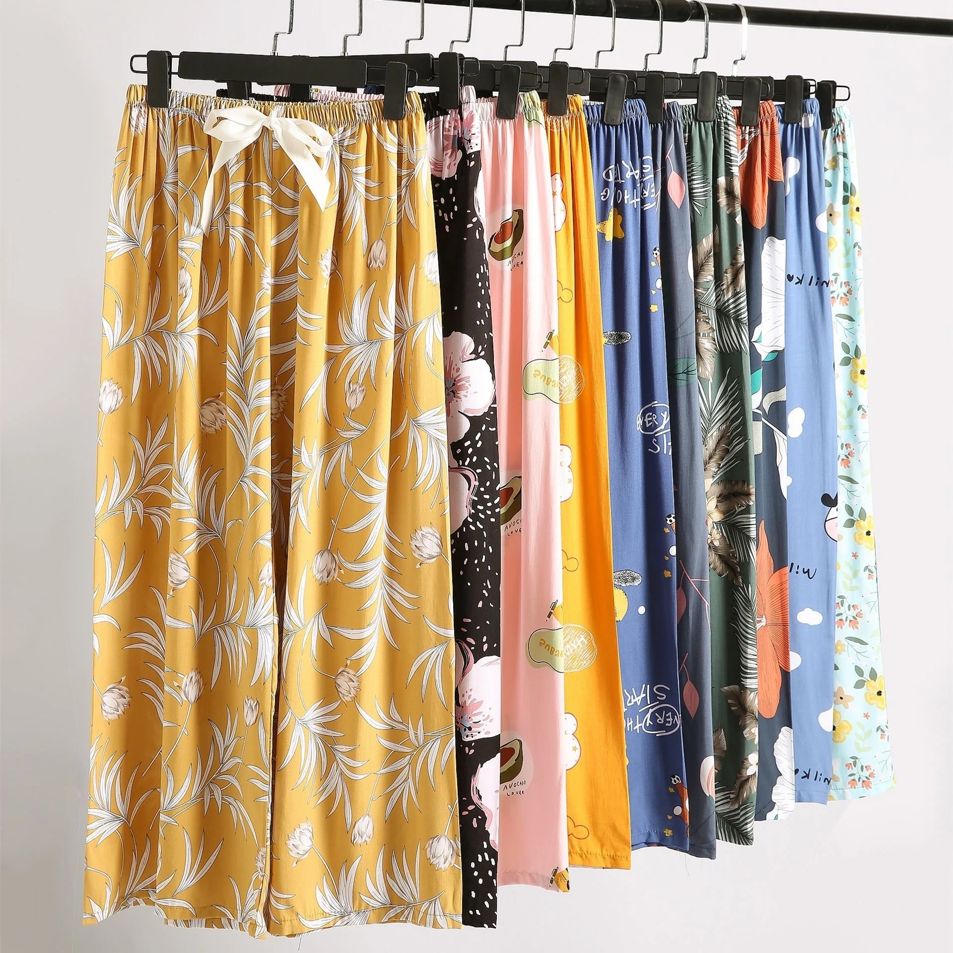 Women Cotton Casual Trousers Summer Loose Pajamas Home Pants Thin Wide Leg Pants Fashion Oversized Sleep Bottoms Korean Pants_ecoleips.com
