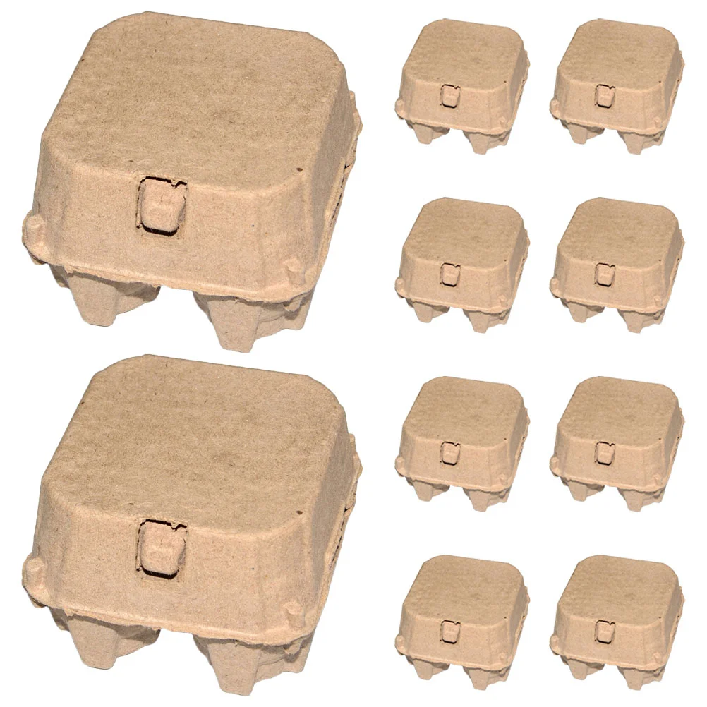 

10 Pcs Kraft Paper Pulp Egg Tray Carton Home Cartons Eggs Holder Empty Bulk Storage